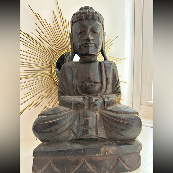 Vintage Wood Carved Buddha - Picture 1 of 8